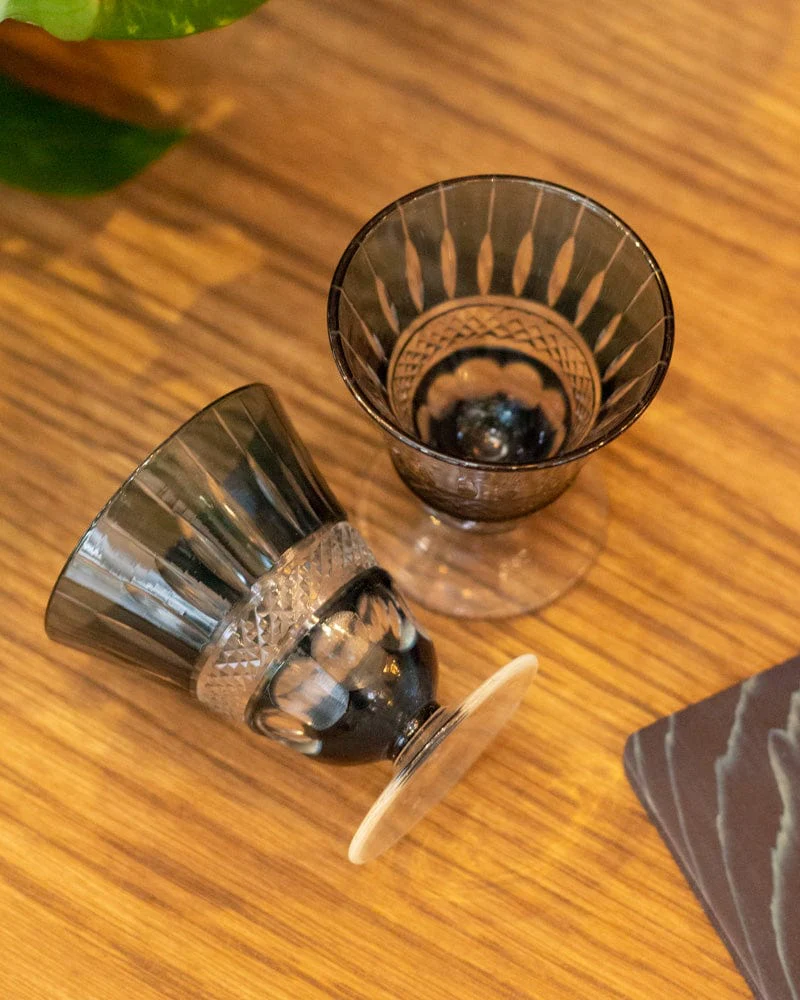 Aola, Kiriko High Glass Indigo-Dyed Sugi Plate Set - Image 4