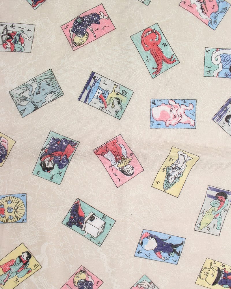 Japanese Handkerchief, Classic, Yokai Collectible Cards, Beige - Image 3