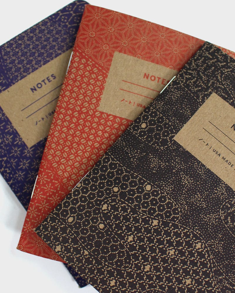 Kiriko Original Small Notebook, Katazome Pattern, Blue Waves - Image 3