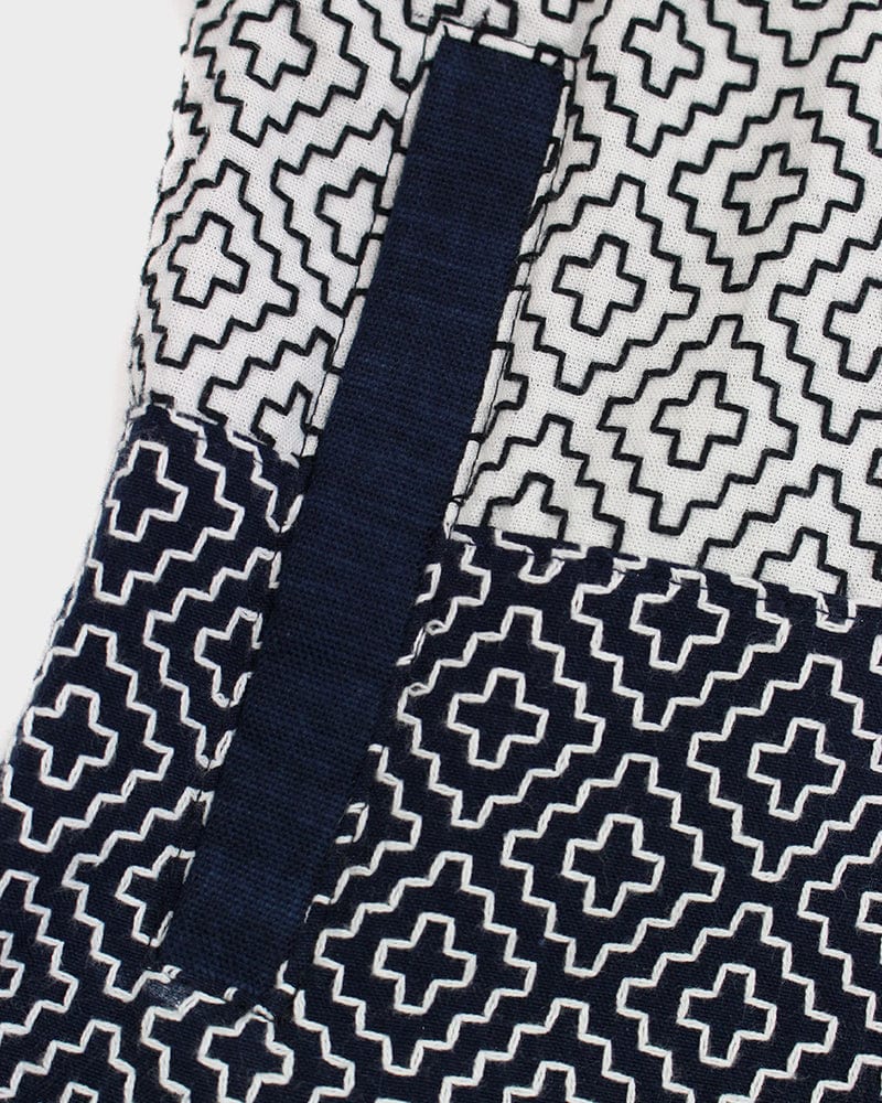 Kiriko Custom Modern Hitomezashi Dougi Jacket, Navy and White Split 02 - Image 4