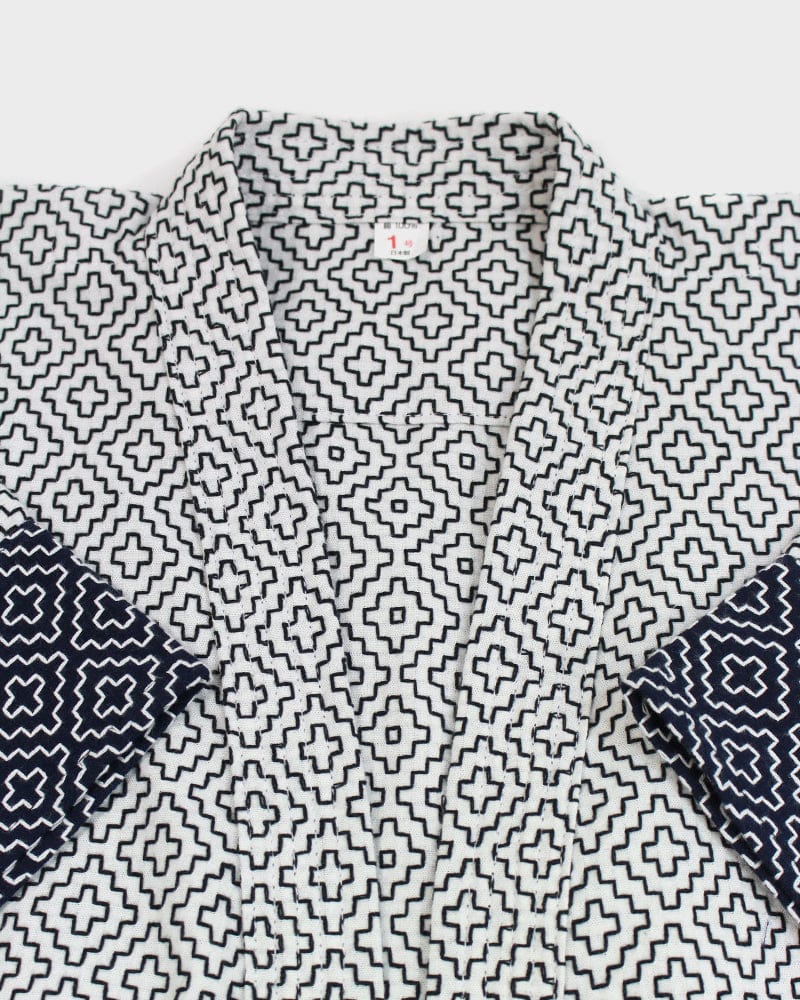 Kiriko Custom Modern Hitomezashi Dougi Jacket, Navy and White Split 02 - Image 5