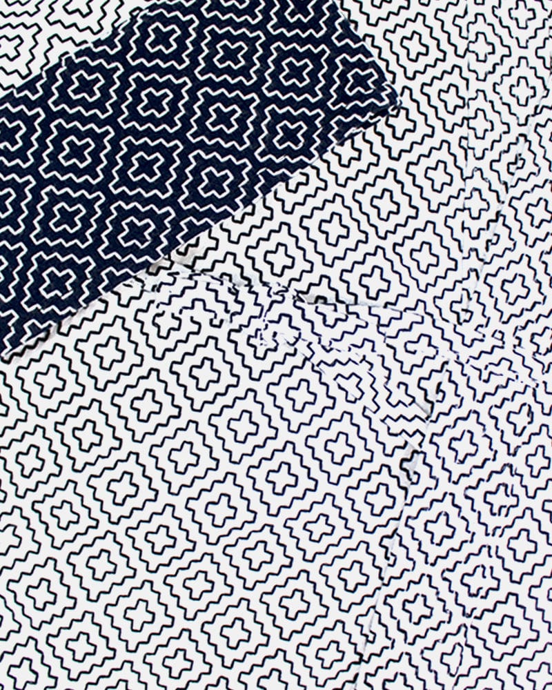 Kiriko Custom Modern Hitomezashi Dougi Jacket, Navy and White Split 02 - Image 6