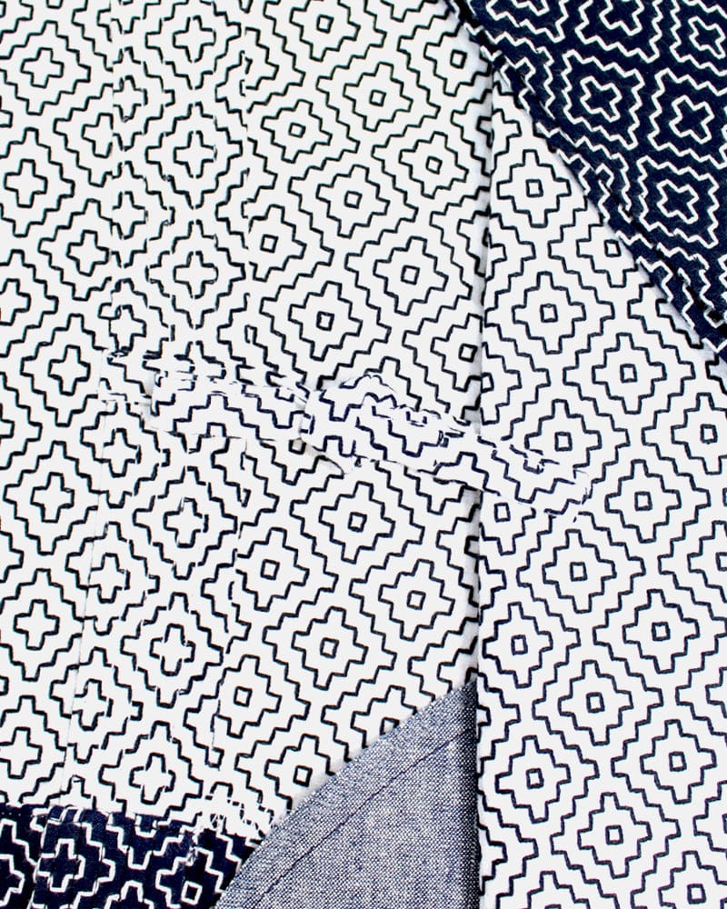 Kiriko Custom Modern Hitomezashi Dougi Jacket, Navy and White Split 02 - Image 7