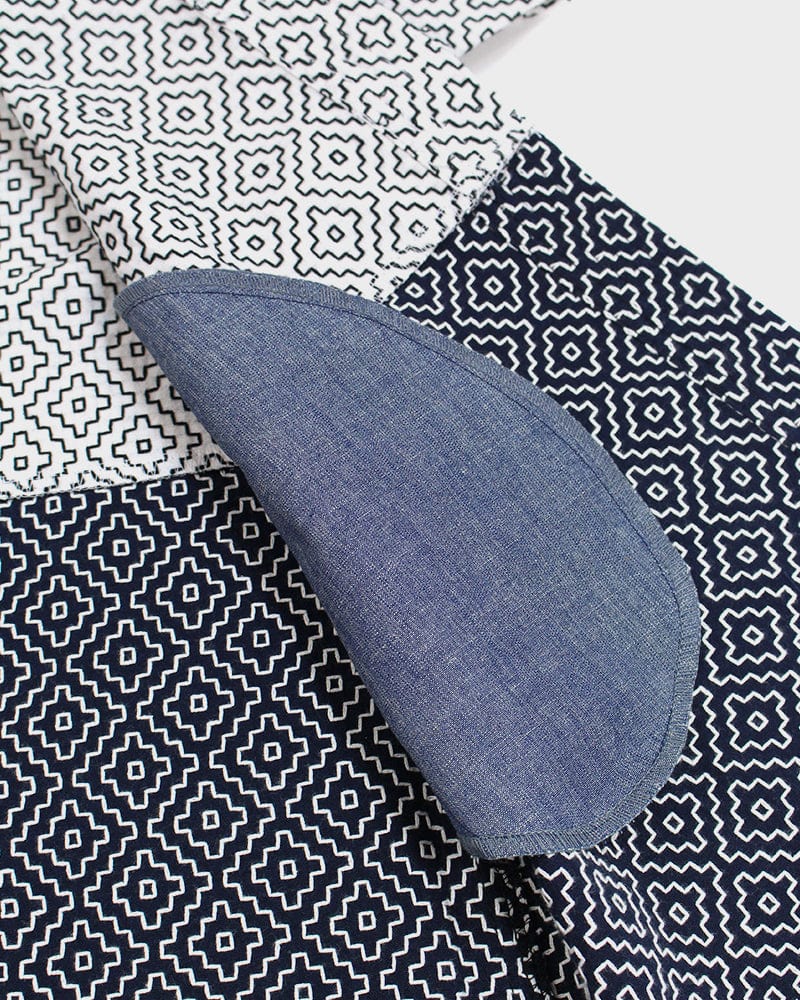 Kiriko Custom Modern Hitomezashi Dougi Jacket, Navy and White Split 02 - Image 8