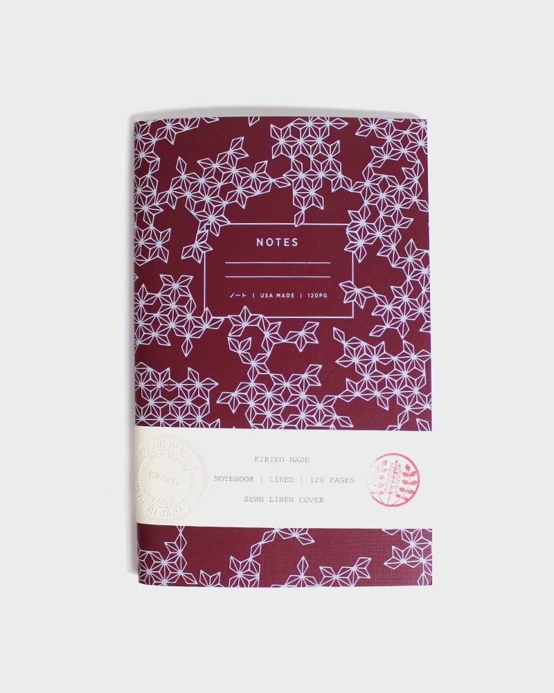 Kiriko Original Lined Notebook, Red Asanoha - Image 4