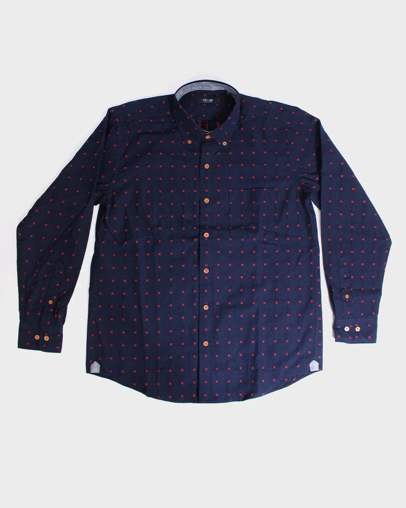 ToK Shirt, Long Sleeve Button-Up, Indigo with Red 'X' Stitching - Image 5
