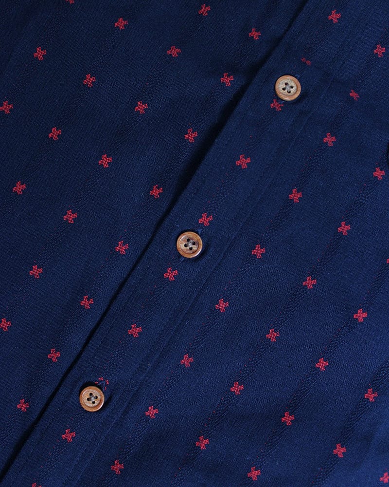 ToK Shirt, Long Sleeve Button-Up, Indigo with Red 'X' Stitching - Image 7