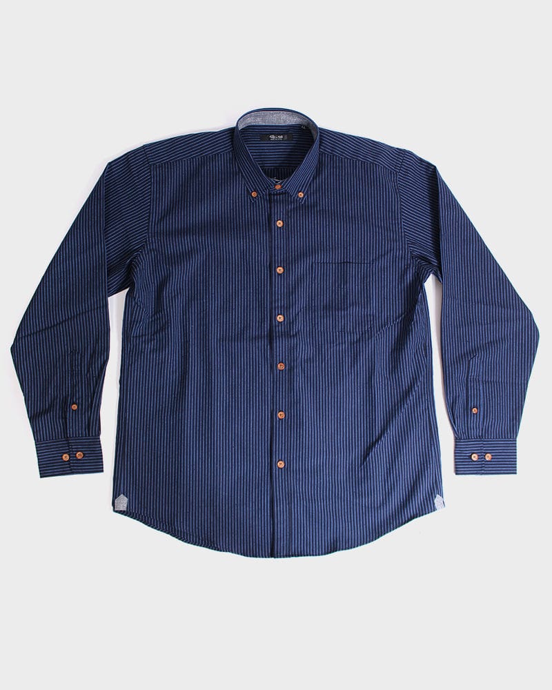 ToK Shirt, Long Sleeve Button-Up, Indigo with Blue Shima - Image 3