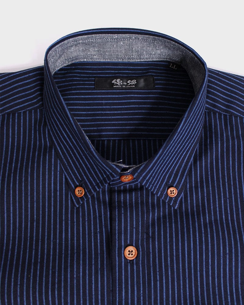 ToK Shirt, Long Sleeve Button-Up, Indigo with Blue Shima - Image 4