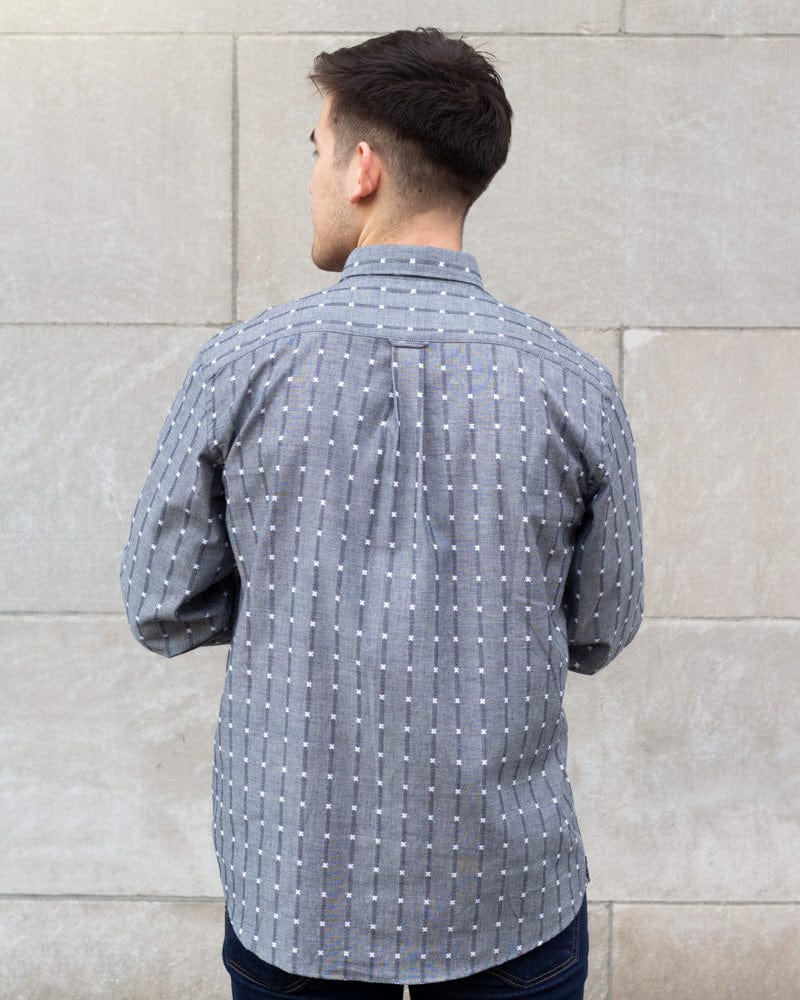 ToK Shirt, Long Sleeve Button-Up, Grey with White 'X' Stitching - Image 3