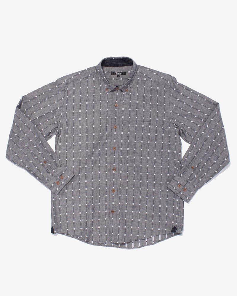 ToK Shirt, Long Sleeve Button-Up, Grey with White 'X' Stitching - Image 5