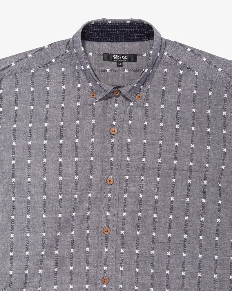 ToK Shirt, Long Sleeve Button-Up, Grey with White 'X' Stitching - Image 6