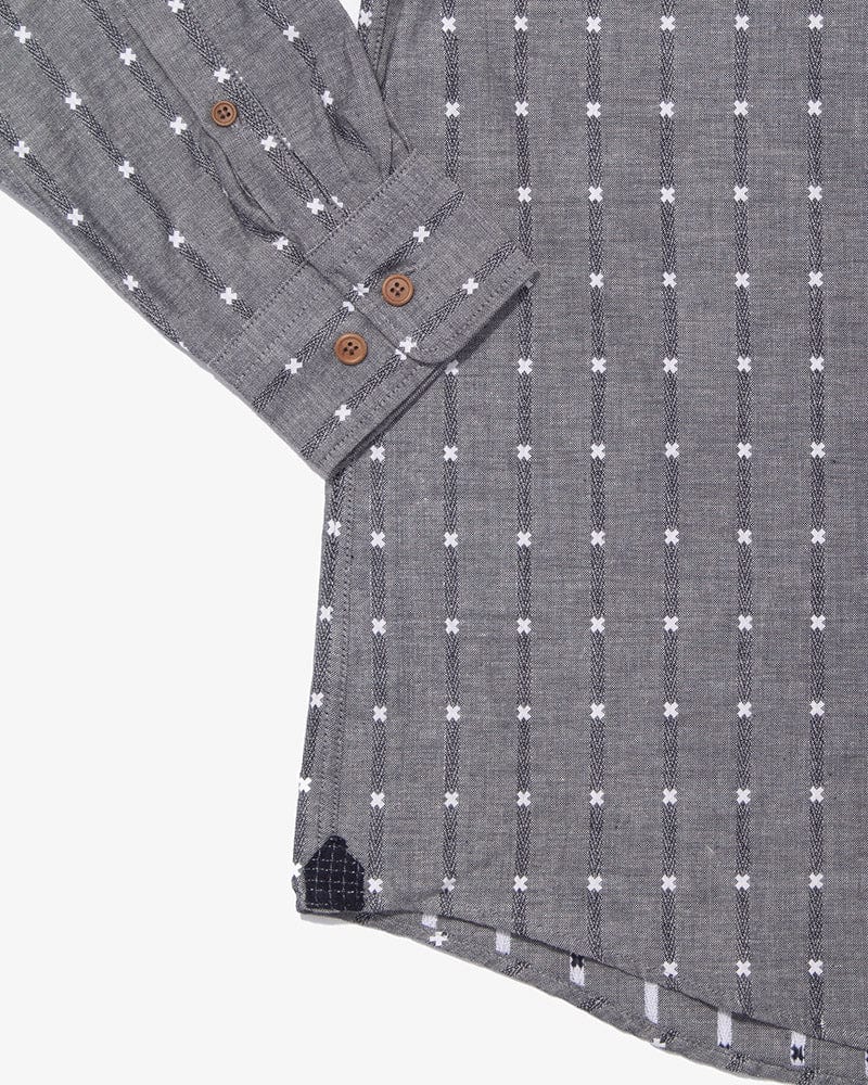 ToK Shirt, Long Sleeve Button-Up, Grey with White 'X' Stitching - Image 8