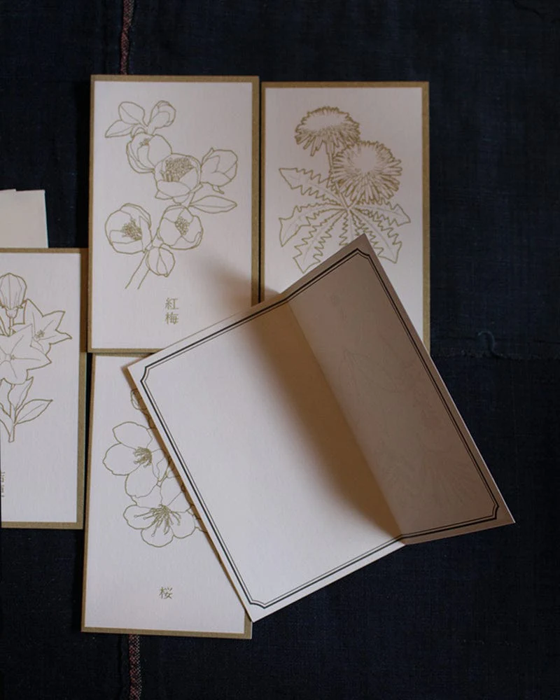 Greeting Cards, Mini, Floral Color-In, White and Gold - Image 4