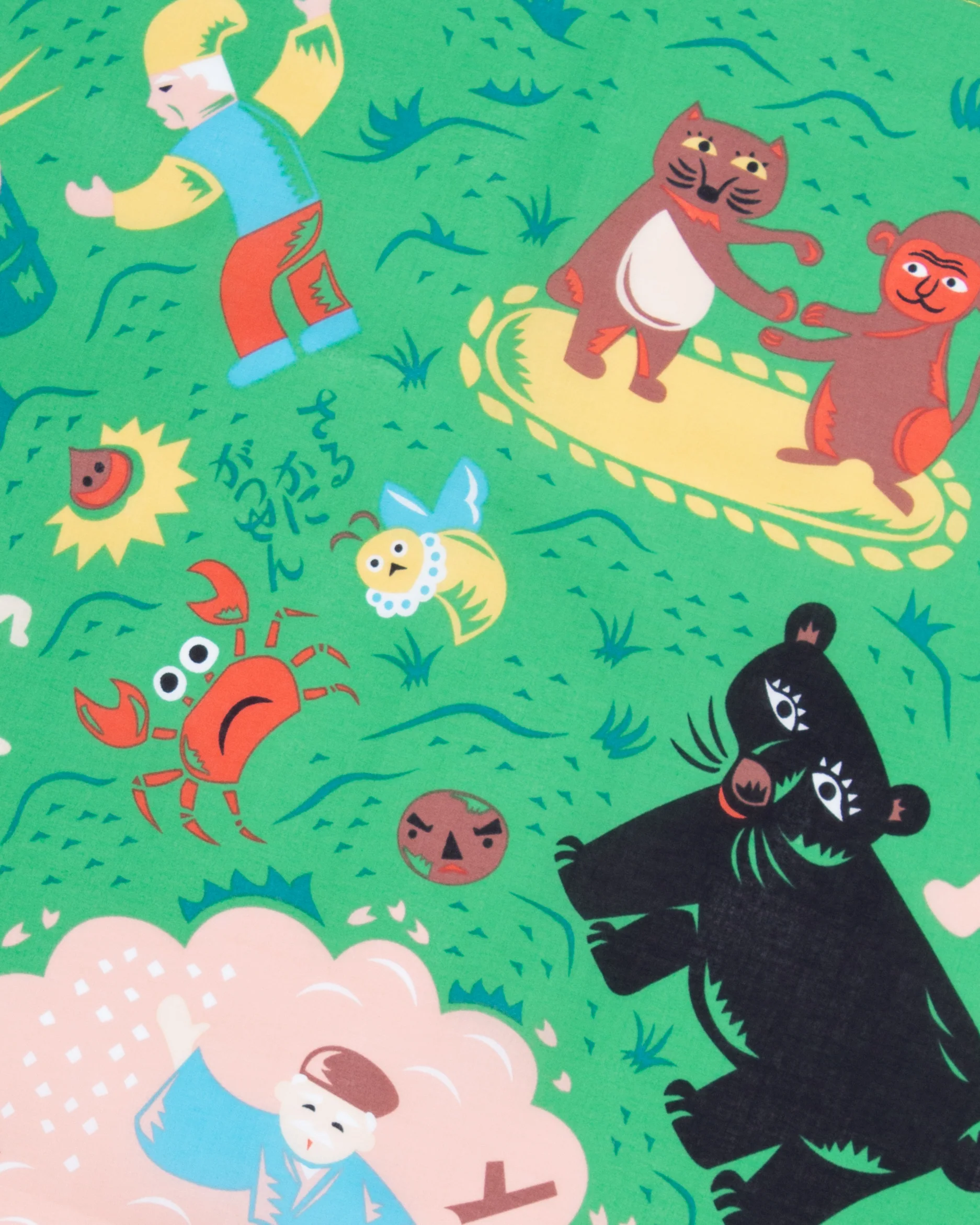 Modern Furoshiki, Musubi, Cochae, Japanese Folktales, Mountain 27.5" x 27.5" - Image 3