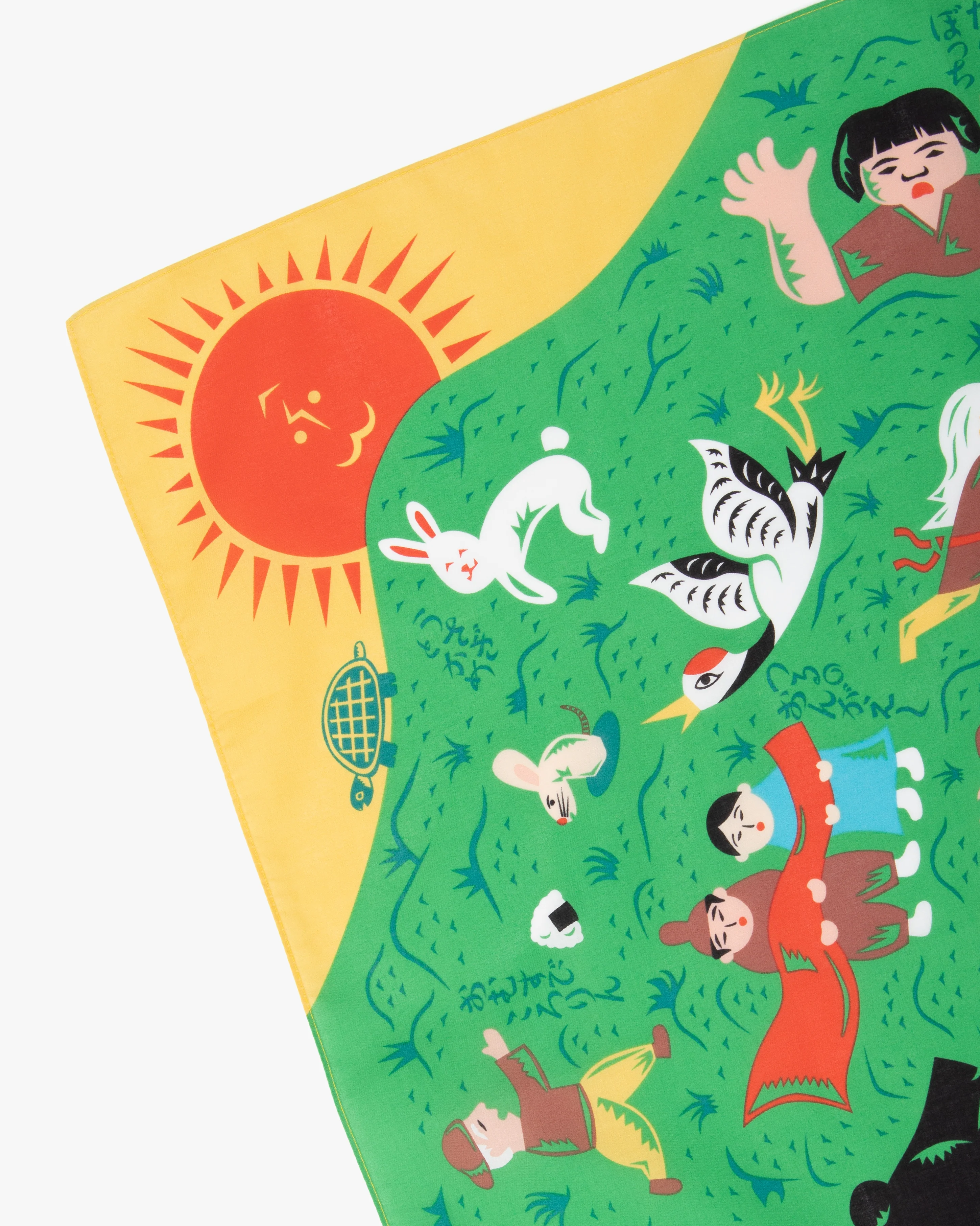 Modern Furoshiki, Musubi, Cochae, Japanese Folktales, Mountain 27.5" x 27.5" - Image 6