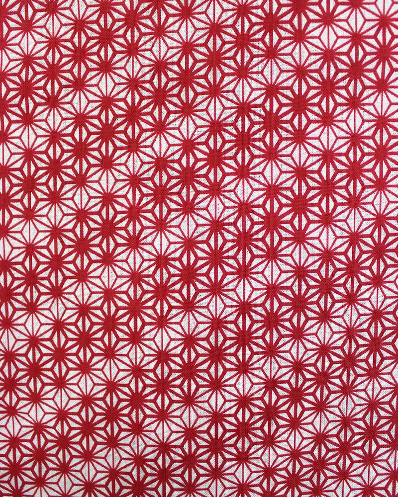 Tenugui, Classic, Komon, Red Asanoha with Variated Lines - Image 3