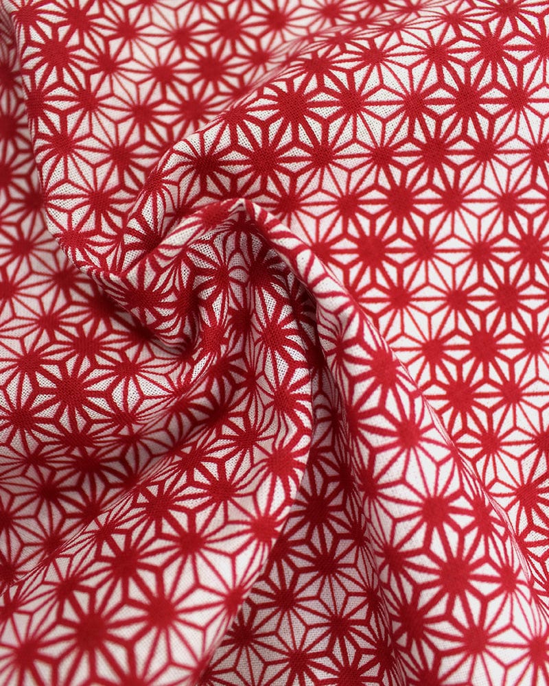 Tenugui, Classic, Komon, Red Asanoha with Variated Lines - Image 4