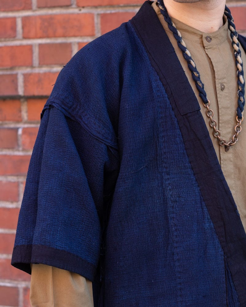 Vintage Noragi Jacket, Reversible Boro, Fully Sashiko Stitched Dark Indigo and Black - Image 3