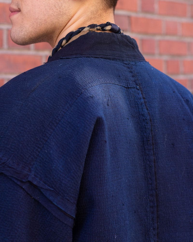 Vintage Noragi Jacket, Reversible Boro, Fully Sashiko Stitched Dark Indigo and Black - Image 5