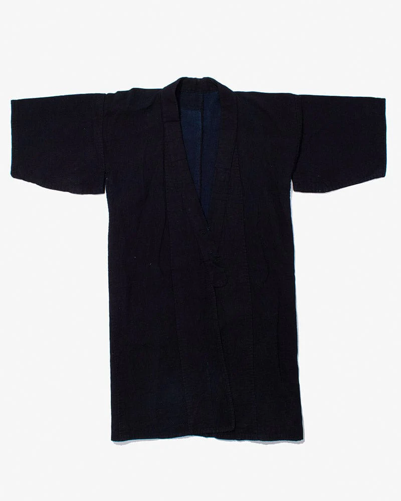 Vintage Noragi Jacket, Reversible Boro, Fully Sashiko Stitched Dark Indigo and Black - Image 6