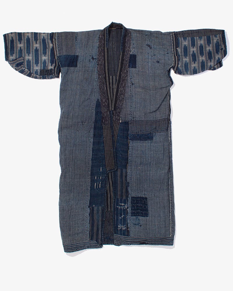 Vintage Noragi Jacket, Reversible Boro, Fully Sashiko Stiched, Patched Shima - Image 11