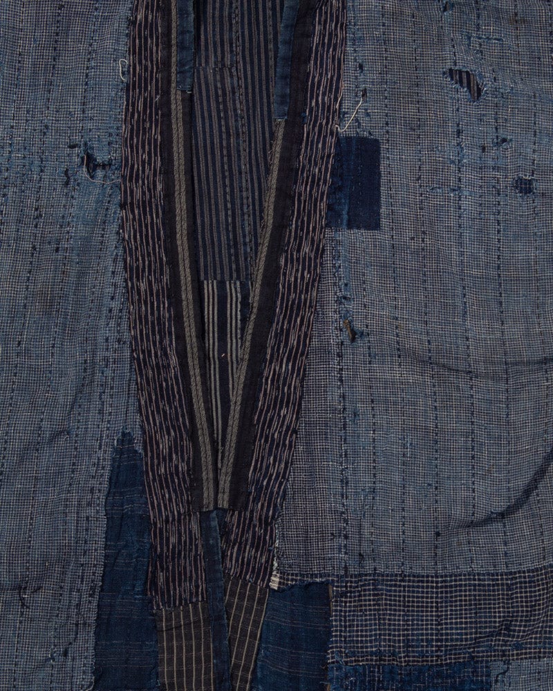 Vintage Noragi Jacket, Reversible Boro, Fully Sashiko Stiched, Patched Shima - Image 12