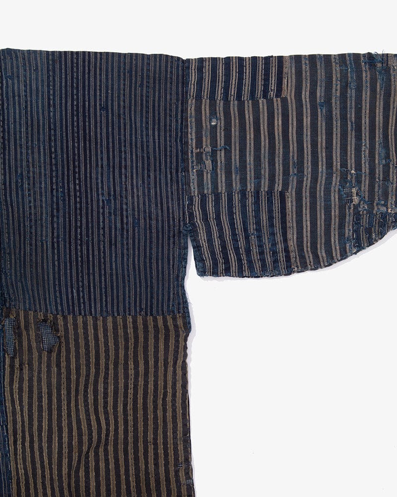 Vintage Noragi Jacket, Reversible Boro, Fully Sashiko Stiched, Patched Shima - Image 3