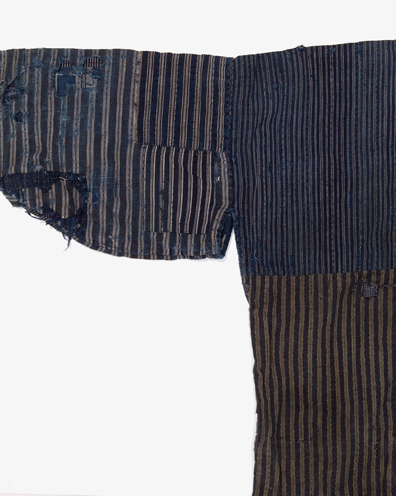 Vintage Noragi Jacket, Reversible Boro, Fully Sashiko Stiched, Patched Shima - Image 4